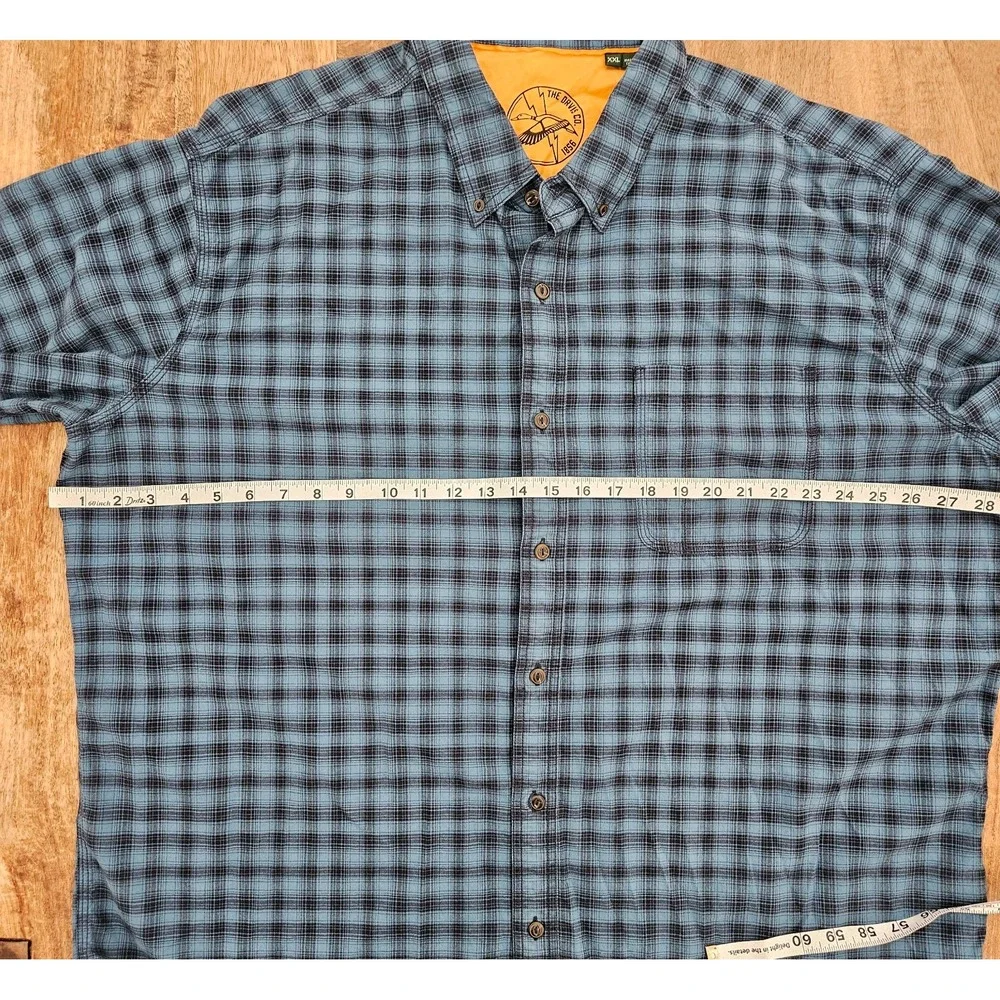 The Orvis Co Shirt Mens XXL Steel Blue & Black Plaid Long Sleeve Casual